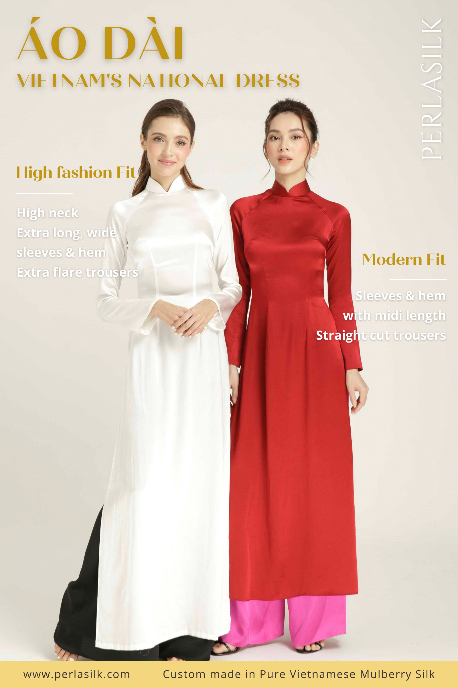 Trousers for Vietnamese Traditional Long Dress Áo Dài - High